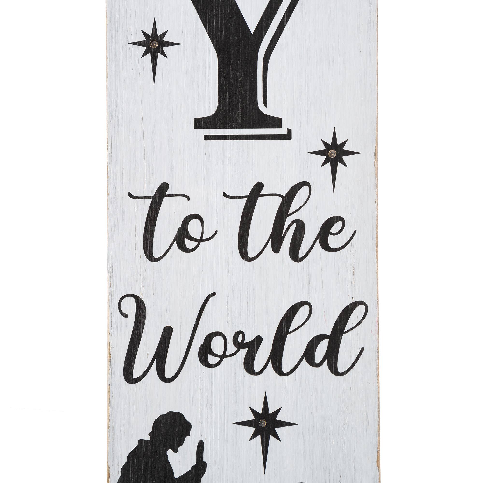 Glitzhome® 42" Lighted Wooden Nativity Porch Sign with Timer